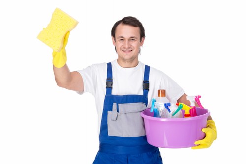 Professional cleaners finishing a builders clean in a Fulham apartment