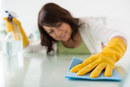 Professional cleaner working in a Fulham apartment